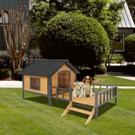Unique All-Around Iron Frame,Outdoor Large Wooden Cabin House Style Wooden Dog Kennel with Porch Unique All-Around Iron Frame,Outdoor Large Wooden Cabin House Style Wooden Dog Kennel with Porch