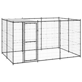 Outdoor Dog Kennel Steel with Roof 78.1 ft²