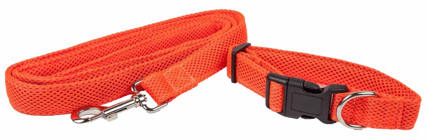 Pet Life 'Aero Mesh' 2-In-1 Dual Sided Comfortable And Breathable Adjustable Mesh Dog Leash-Collar (Color: orange, size: small)