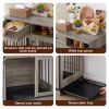 Dog crates;  indoor pet crate end tables;  decorative wooden kennels with removable trays.